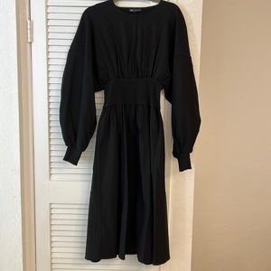 Zara puff sleeve midi black dress size M